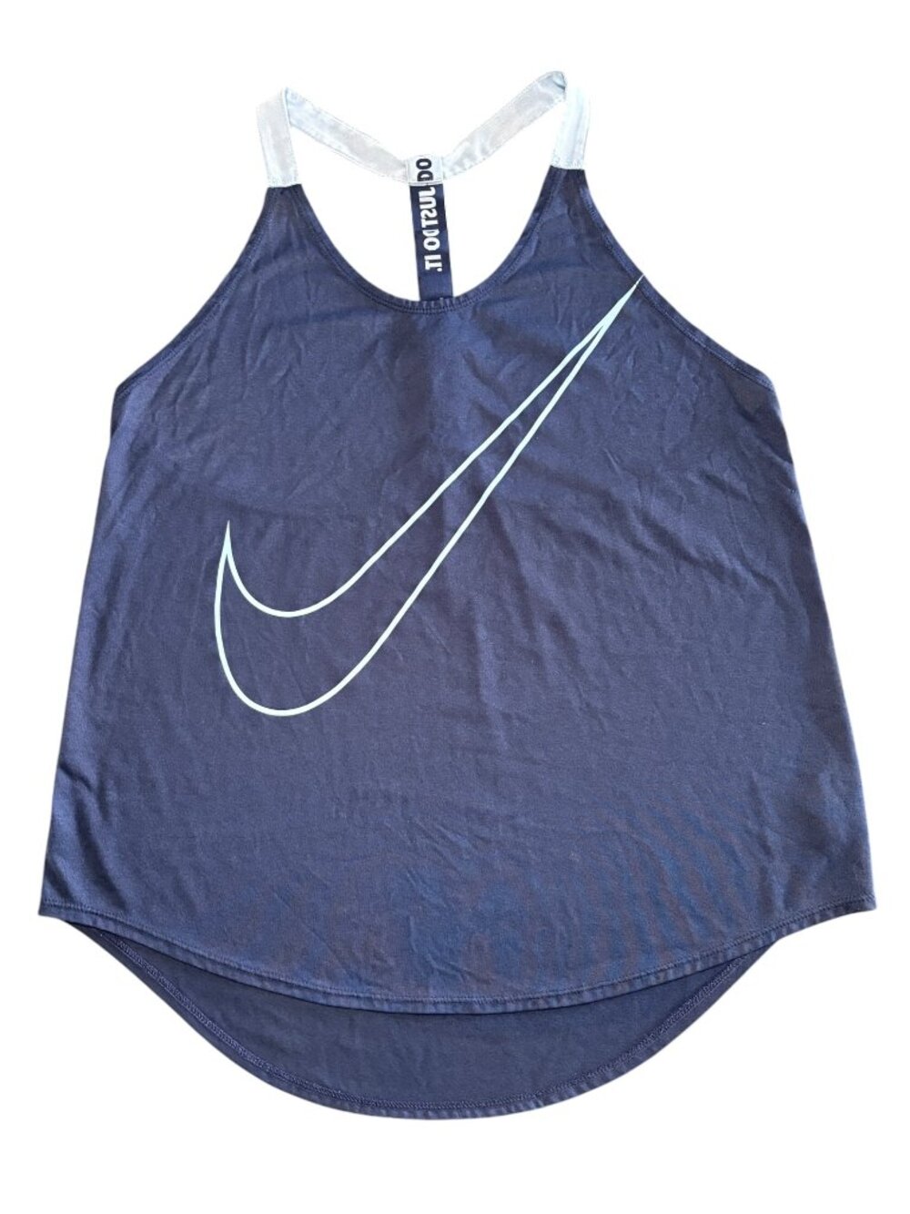 Nike DRI-fit Navy Light Blue Elevate Elastika Racer Back Tank Top Womens Large
